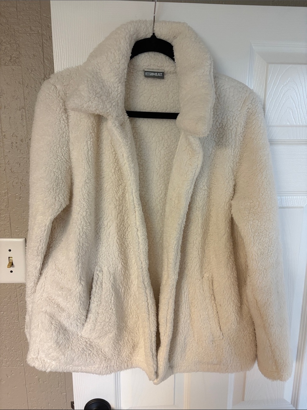 32 Degrees Cream Plush Teddy Jacket for Women